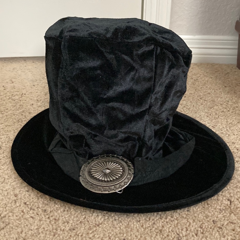 Halloween black velvet top hat Halloween costume.